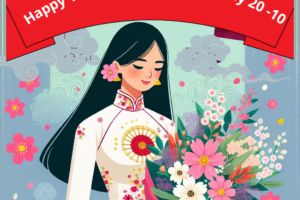 A Vietnamese woman celebrating Women’s Day in the elegance of an Ao Dai