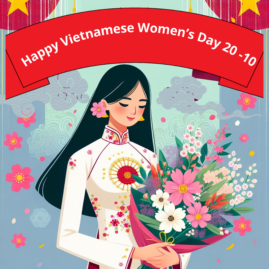 A Vietnamese woman celebrating Women’s Day in the elegance of an Ao Dai